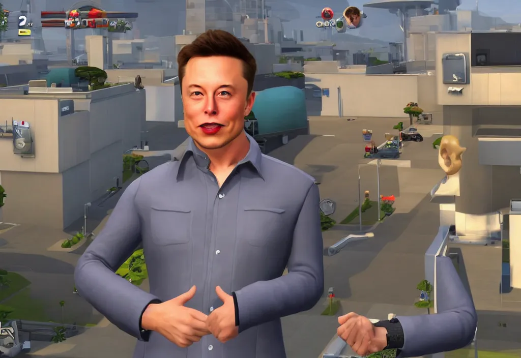 Image similar to a screenshot of elon musk in the video game in the sims. character customization, close up, 3 d rendering. unreal engine. amazing likeness. very detailed.