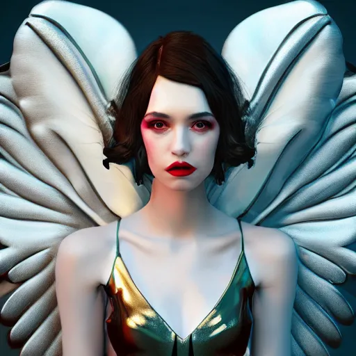 Prompt: fantasy angel with wings inspired avant - garde art, deco fashion, highly detailed, photorealistic portrait, bright studio setting, studio lighting, crisp quality and light reflections, unreal engine 5 quality render