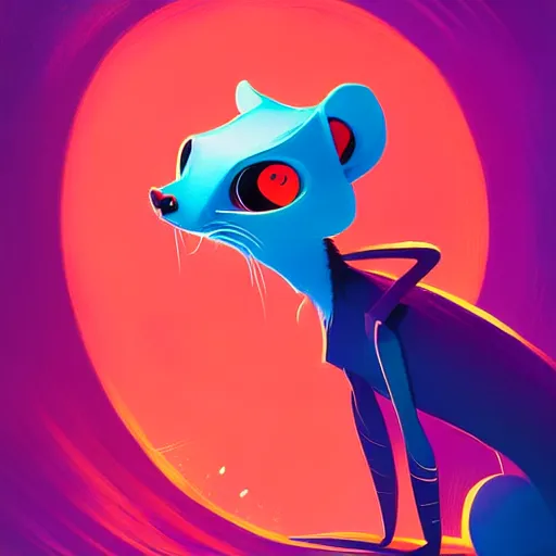 Image similar to curved perspective, extreme narrow, extreme fisheye, digital art of a female marten animal cartoon character by anton fadeev from nightmare before christmas