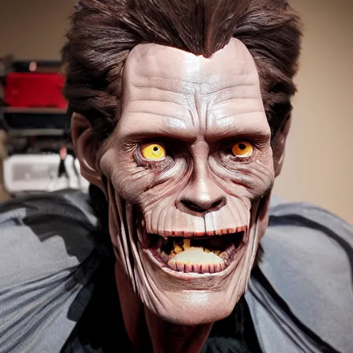 Prompt: animatronic Willem Dafoe by Stan Winston studios, behind the scenes photo, detailed, 4k