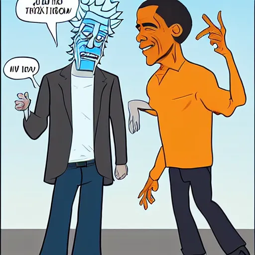 Prompt: rick sanchez meets obama