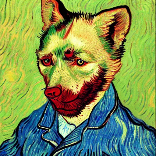 Image similar to retarded wolf, van gogh