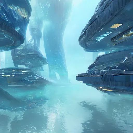 Prompt: beautiful underwater futuristic city, trending on artstation