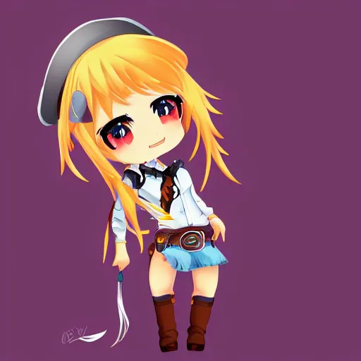 Image similar to cute cowgirl character, chibi, anime