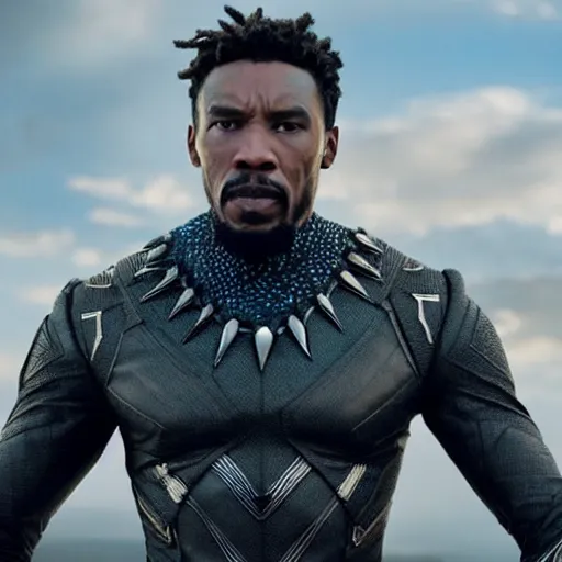 Image similar to film still of Charlie Murphy as Killmonger in Black Panther movie