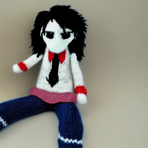 Image similar to Knitted Alice cooper made of wool