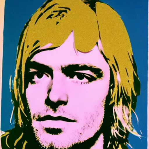 Image similar to kurt cobain pop art by andy warhol,