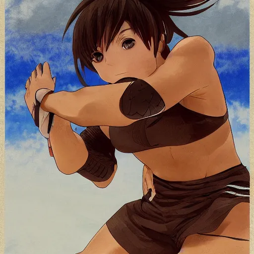 Prompt: anime style, female beach volley player, futuristic sport clothing, on the bach, standing pose, brown short hair, hair down, symmetrical facial features, from arknights, hyper realistic, rule of thirds, extreme detail, 4 k drawing, safebooru, realistic lighting, by alphonse mucha, greg rutkowski, sharp focus, backlit