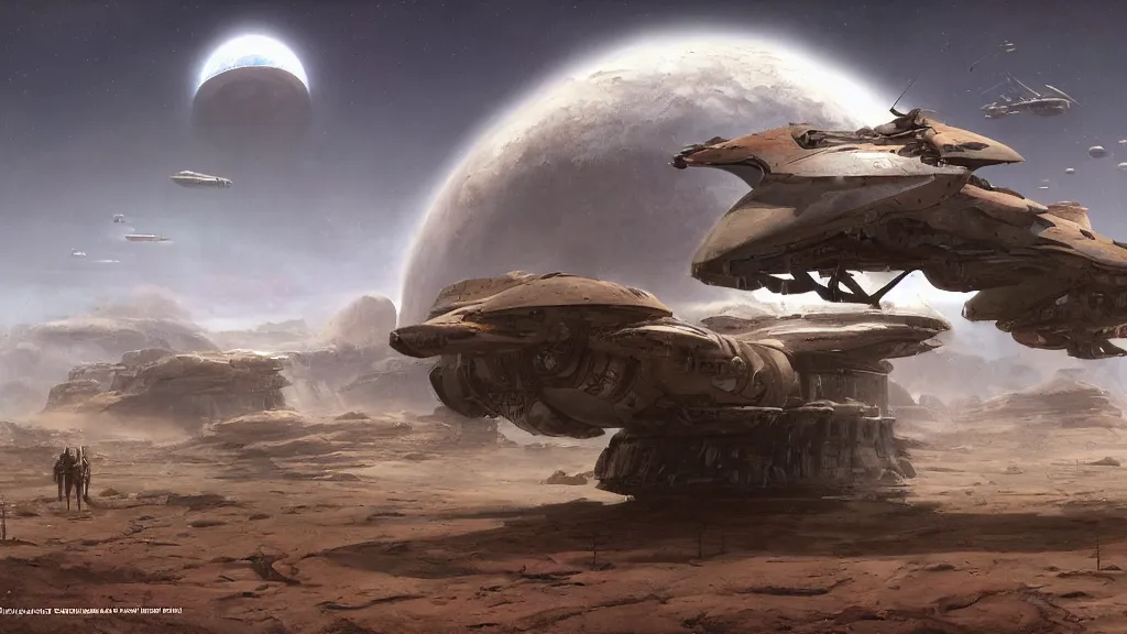 Image similar to small organic dropship lander design by john schoenherr and glenn barr, epic cinematic matte painting