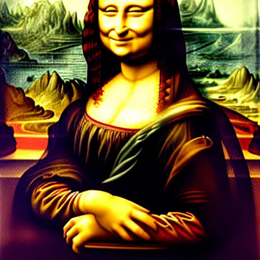 Prompt: buff mona lisa by leanardo de venci, muscular