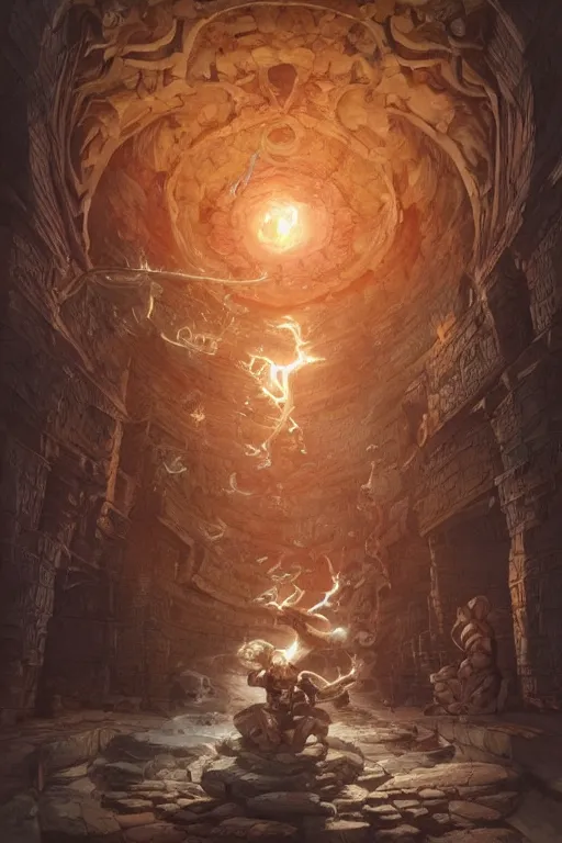 Dungeon master over the labyrinth spell scroll art by stable