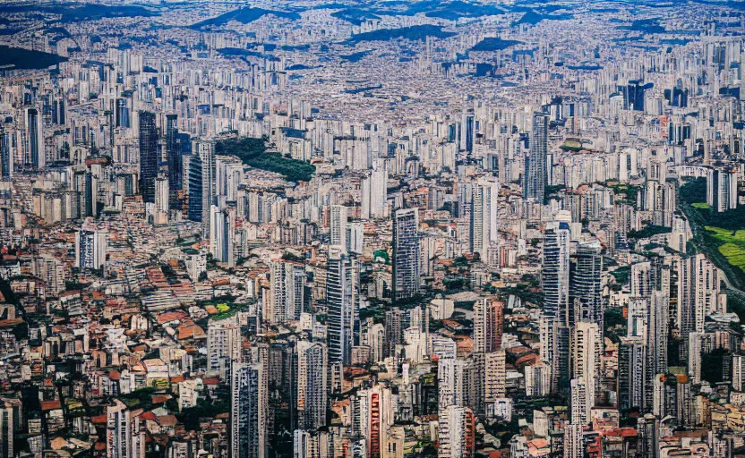 Prompt: award winning overhead view photo of the city of sao paulo em 1 8 0 6, tilt shift photography