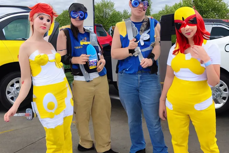 Image similar to gas station cosplay event