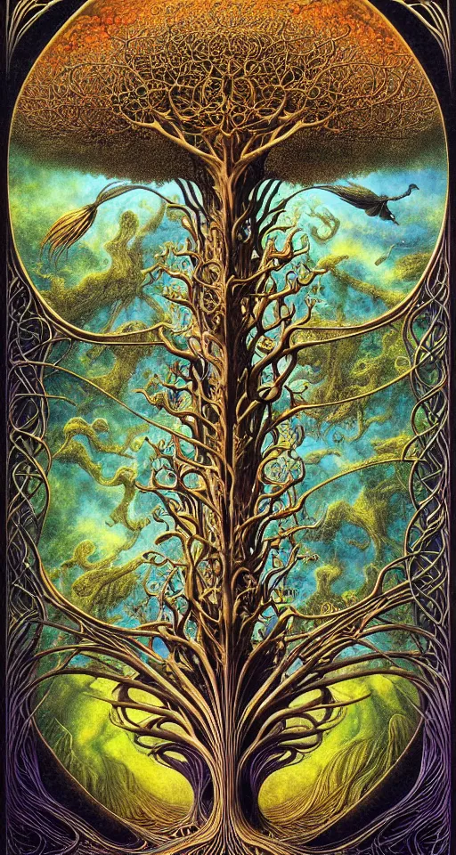 Image similar to tree of life by roger dean and andrew ferez, art forms of nature by ernst haeckel, divine chaos engine, symbolist, visionary, art nouveau, botanical fractal structures, organic, detailed, realistic, surreality