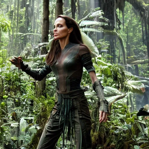 Prompt: movie still of angelina jolie in the avatar movie