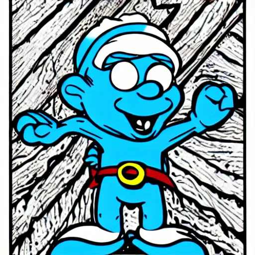 Image similar to papa smurf comic - book drawing from mad - magazine pen and ink with full - color artwork, vector svg