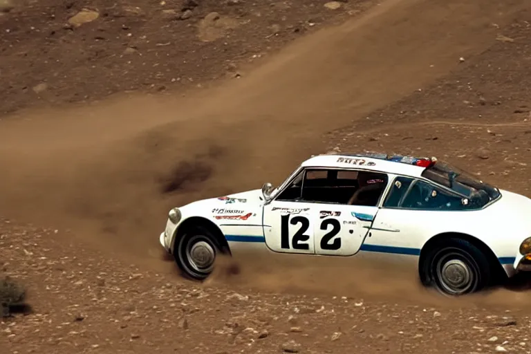 Image similar to 1 9 6 9 alpine a 1 1 0, dakar rally footage, speed