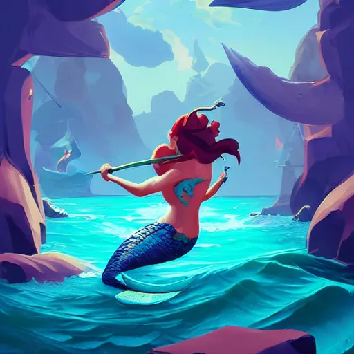 Image similar to painting mermaid treasure on sea of thieves game avatar hero smooth face median photoshop filter cutout vector, behance hd by jesper ejsing, by rhads, makoto shinkai and lois van baarle, ilya kuvshinov, rossdraws global illumination