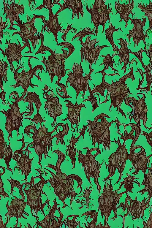 Prompt: goblincore forest pattern,