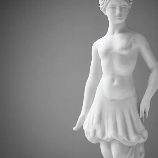 Prompt: a marble statue of a girl doing ballet, 5 0 mm lens, f 1. 4, sharp focus, ethereal, emotionally evoking, head in focus, volumetric lighting, 8 k