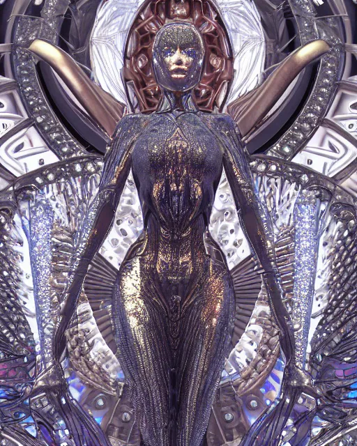 Image similar to a highly detailed metahuman 4 k close up render of an alien goddess bella hadid monument atlantis in iris van herpen dress schiaparelli in diamonds crystals swarovski and jewelry iridescent in style of alphonse mucha gustav klimt trending on artstation made in unreal engine 4