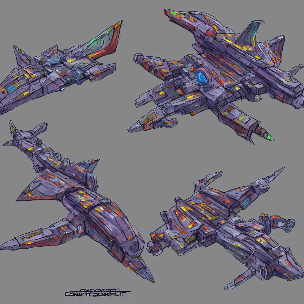 Image similar to combat spaceship from the side concept art colorful by gurmukh basin