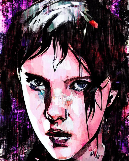 Prompt: digital art of millie bobby brown by yoji shinkawa