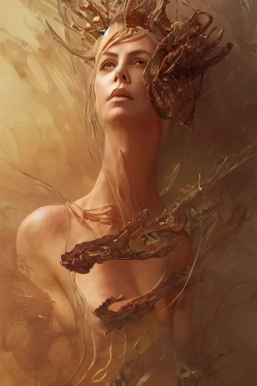 Image similar to Charlize Theron as Venus flytrap, intricate, highly detailed, smooth, artstation, digital illustration by Ruan Jia and Mandy Jurgens and Artgerm and Wayne Barlowe and Greg Rutkowski and Zdislav Beksinski