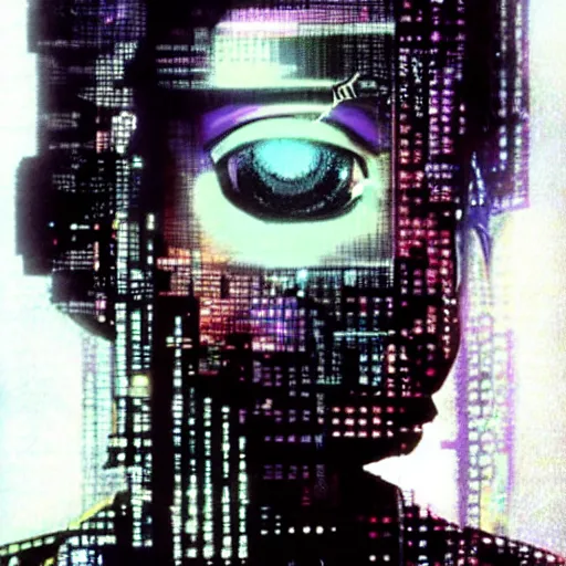 Prompt: Molly from the novel Neuromancer, eye implants, portrait shot, cyberpunk, illustration, poster art by Drew Struzan