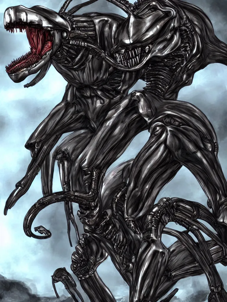 Image similar to Metal Gear Rex as a Xenomorph from the movie Alien.
