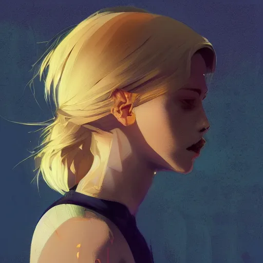 Prompt: Beautiful girl with blond hair profile picture by Greg Rutkowski, asymmetrical, Organic Painting , Matte Painting, geometric shapes, hard edges, street art, trending on the artstation:2 by Sachin Teng:4, blur:-4