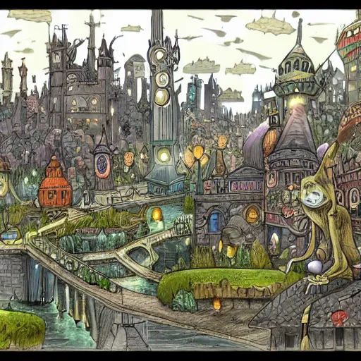 Prompt: fantasy city tony diterlizzi