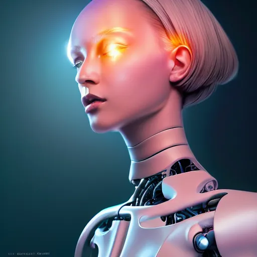 Prompt: an extremely detailed digital painting of a highly complex humanoid android woman with intricate exposed cybernetic modifications, art by ilya kuvshinov, trending on cgsociety, computer art, ilya kuvshinov, artstation hd, artstation hq, photo realistic, hyperrealism, soft light, cinematography photo, ray tracing, unreal engine 5, 8 k, medium shot