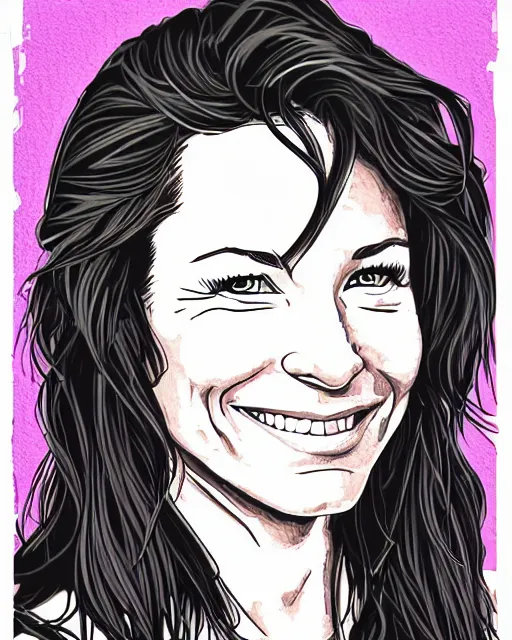 Prompt: portrait of evangeline lilly, stencil, coloring book, line art, simple, low detail