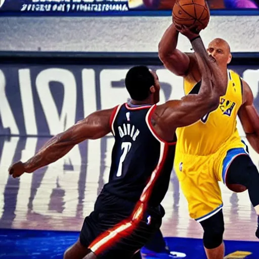 Image similar to a sport shot Dwayne Johnson as NBA player