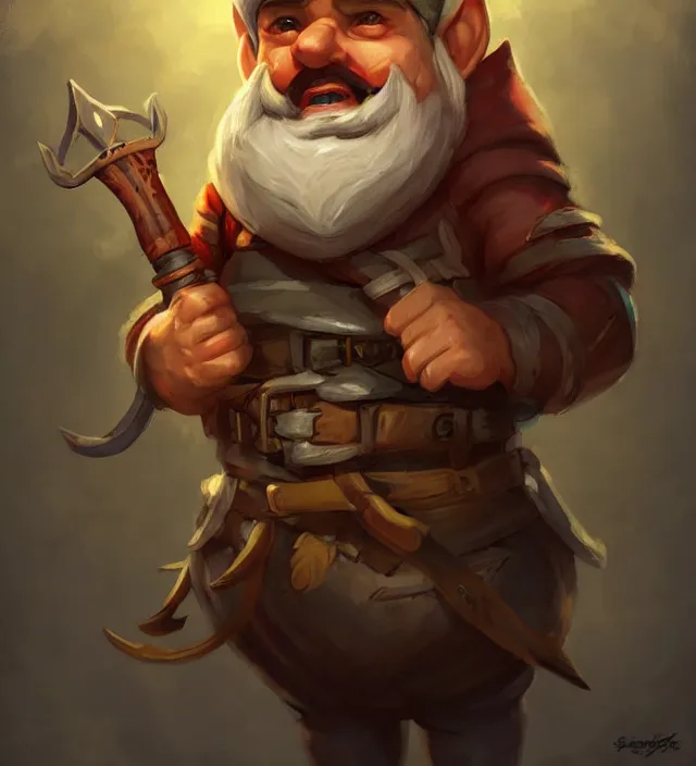 Prompt: gnome with white beard, holding a dagger and bomb looking angry, dnd character art portrait, matte fantasy painting, deviantart artstation, by jason felix by steve argyle by tyler jacobson by peter mohrbacher, cinema