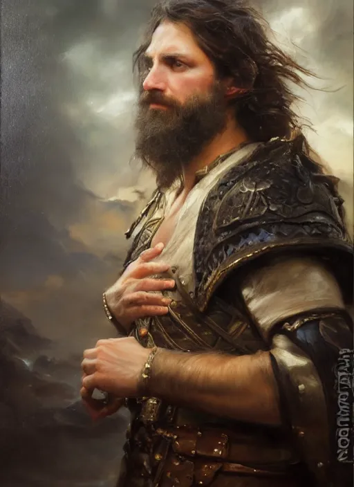 Prompt: portrait of kaladin from the archive of storms. by Daniel F. Gerhartz, hyperrealistic oil painting, 4k, studio lightning, very detailed face