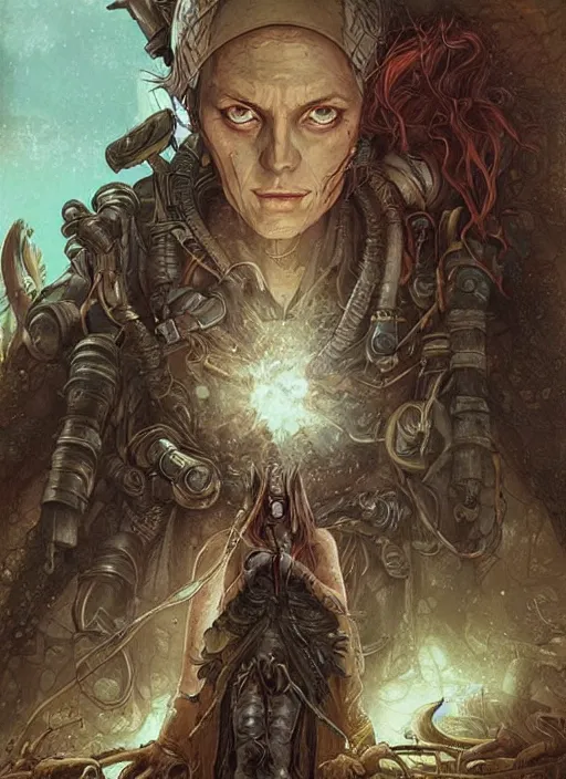 Prompt: hyper realistic photography portrait of postapocalyptic medieval religious occult amazon cinematic, brom, moebius, juan gimenez, peter mohrbacher