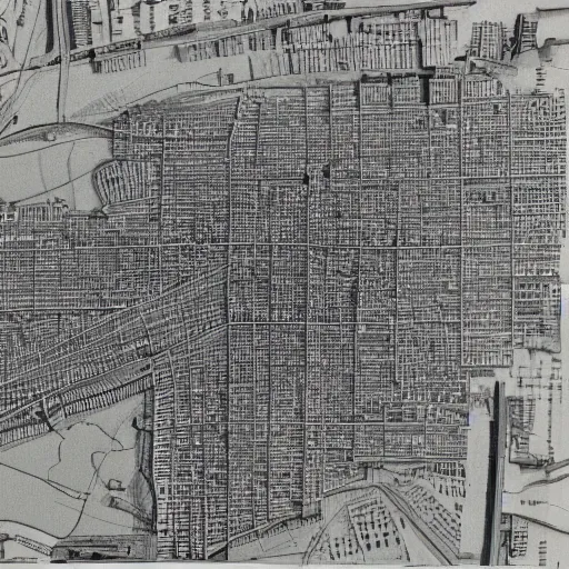 Image similar to map of a city Block of new york, after a war, top down perspecrive