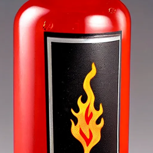 Prompt: a vodka bottle with minimalistic flame fire caution designs in a plique - a - jour enameling technique
