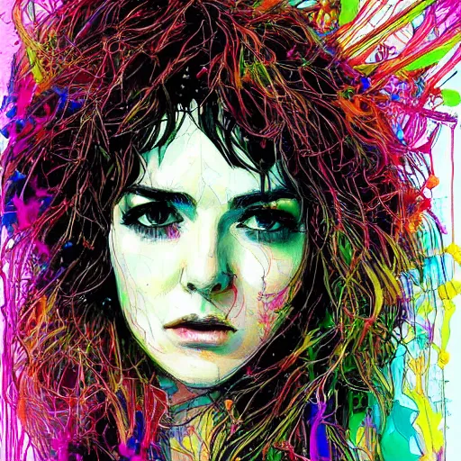 Image similar to a beautiful painting, portrait of ramona flowers by carne griffiths