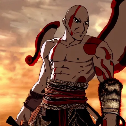 Prompt: God of war anime style