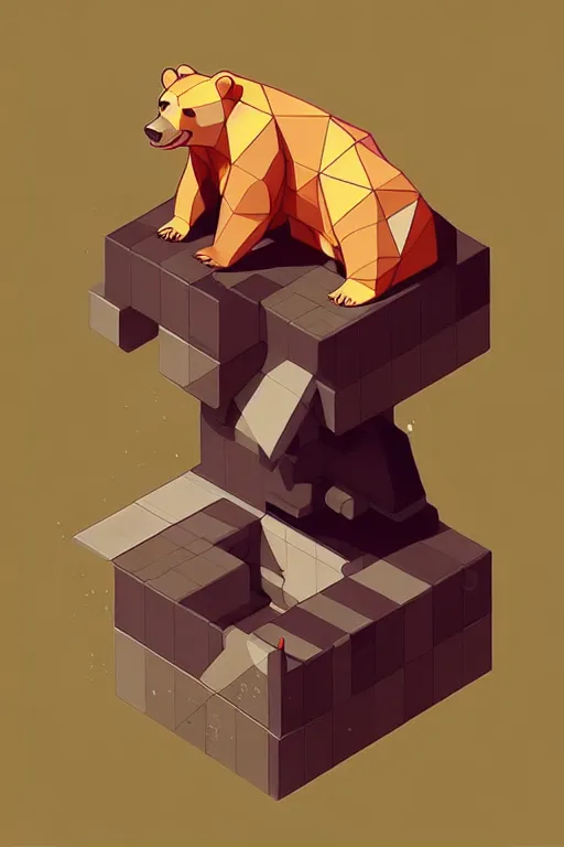 Prompt: isometric bear by Artgerm and WLOP, Pixiv