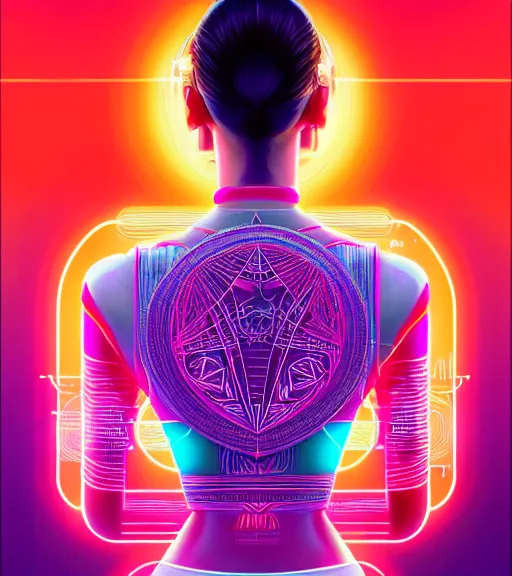 Image similar to symmetry!! indian princess of technology, solid cube of light, hard edges, product render retro - futuristic poster scifi, lasers and neon circuits, brown skin gorgeous indian princess, intricate, elegant, highly detailed, digital painting, artstation, concept art, smooth, sharp focus, illustration, dreamlike, art by artgerm