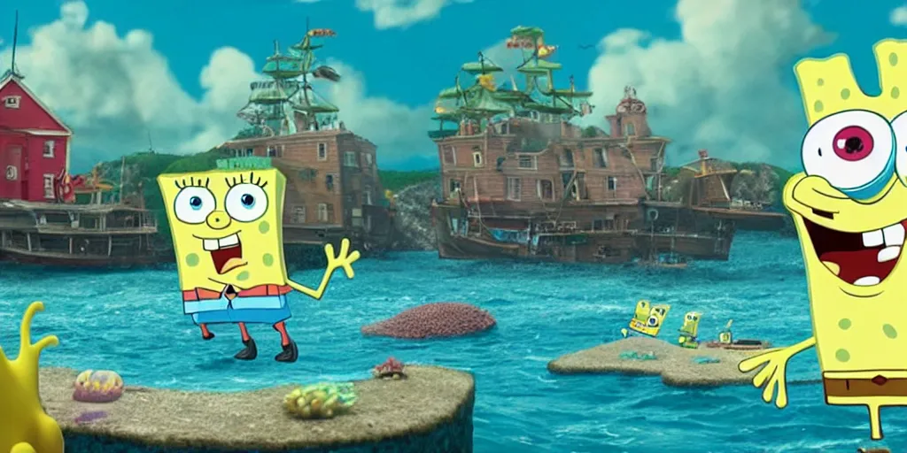 Prompt: a very high resolution image from a new movie of spongebob's home. beautiful scenery, photorealistic, photography, directed by wes anderson