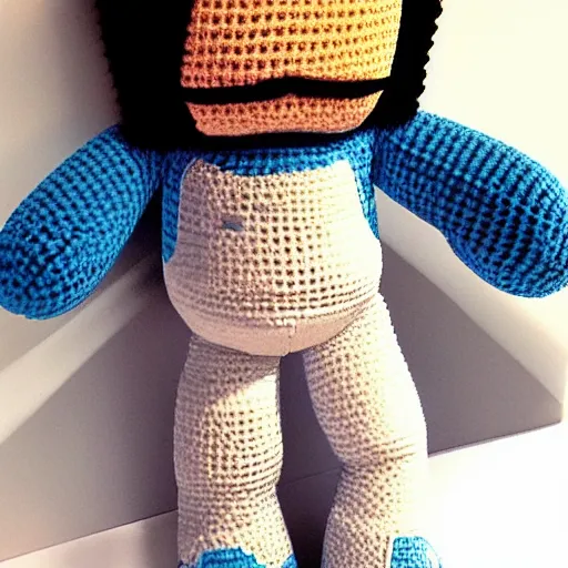 Image similar to Keanu Reeves as a crochet plushie