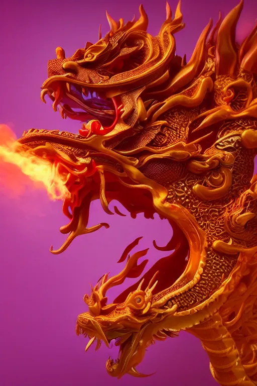 Prompt: a chinese dragon carved from translucent jade, dynamic pose, close - up, intricate details, intricate textures, warm lighting, vivid colors, smoke and mist, realistic octane render, hyper realistic render, volumetric shading, depth of field, raytracing, 8 k,