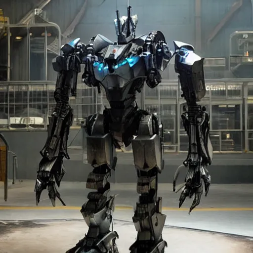 Image similar to cinematic still in real steel movie and westworld and pacific rim movie, one slim full body ornate humanoid armored core mega mech by fujioka kenki and by mamoru nagano