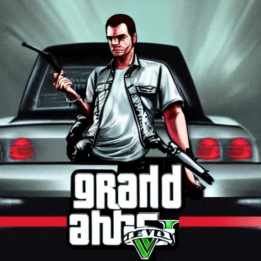 Prompt: speeding vehicle in the style of the Grand Theft Auto 3 cover art