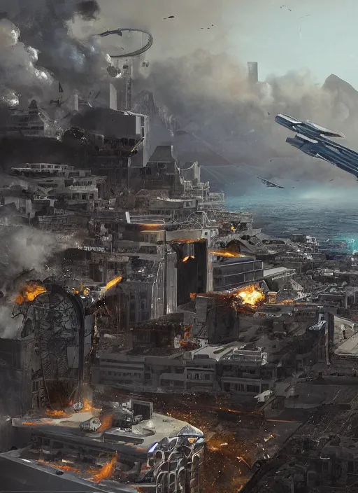 Image similar to hyper realistic squid robot attacking cape town city, table mountain explosions, atmospheric beautiful details, strong composition drawn in ink by kim jung giu weta studio rutkowski, james gurney and greg rutkowski, and lucasfilm